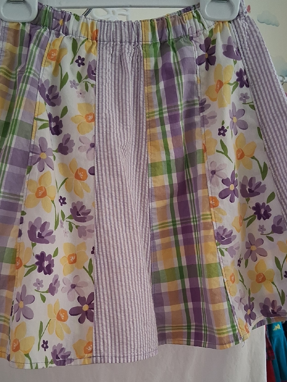 Patchwork In Purple, Yellow & Green Beautiful Skirt